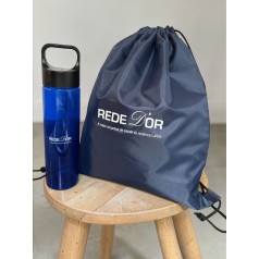 kit garrafa e Sacochila Rede D'or Personalizado