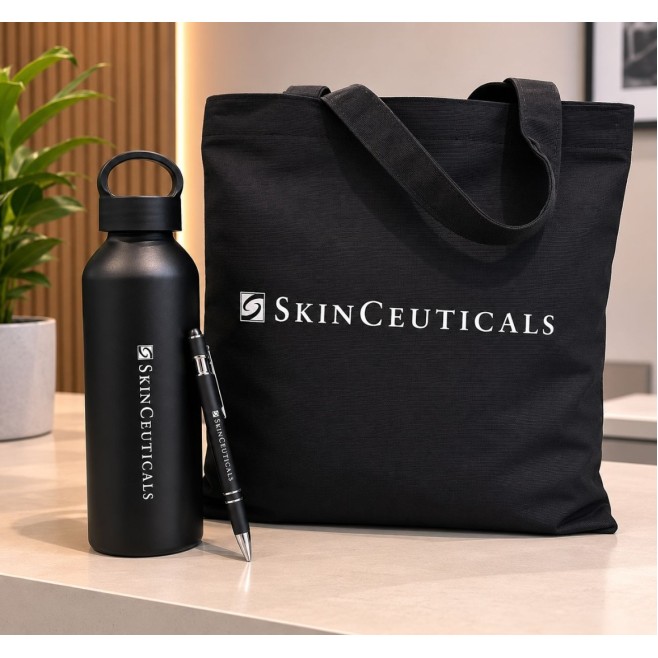 Kit Bolsa ecológica, Garrafa e Caneta Skinceuticals Personalizado