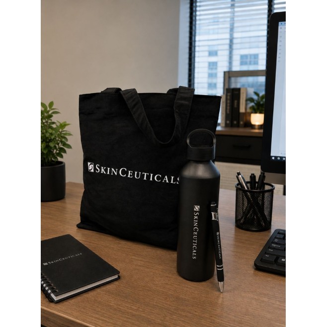 Kit Bolsa ecológica, Garrafa e Caneta Skinceuticals Personalizado