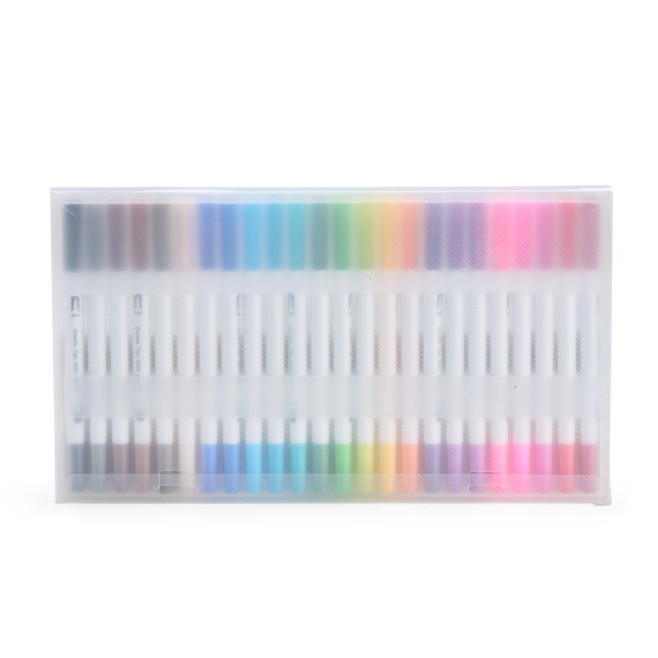 Kit Canetinhas Ponta Dupla Com 24 Cores Personalizado