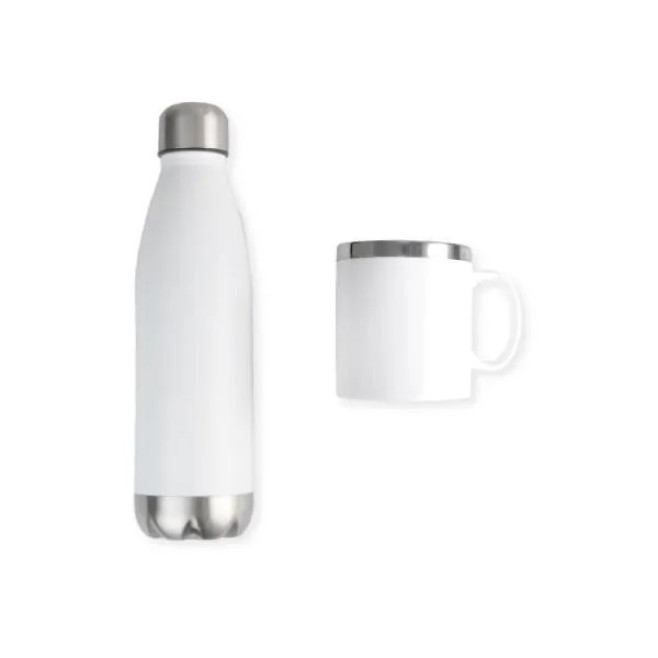 Kit Garrafa e Caneca Branca Personalizado