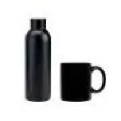 Kit Garrafa E Caneca - Preto - 2 Pçs Personalizado 