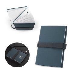 Caderno A5 com capa dura em 80% materiais reciclados estruturado em duas partes: páginas pautadas e páginas lisas Personalizado