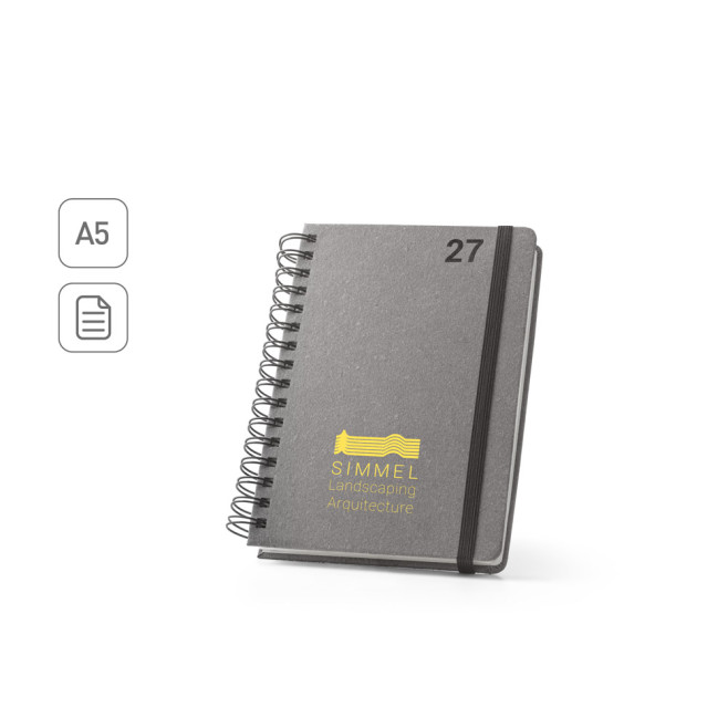 Agenda A5, com argolas, em pele (58% reciclada) Personalizada