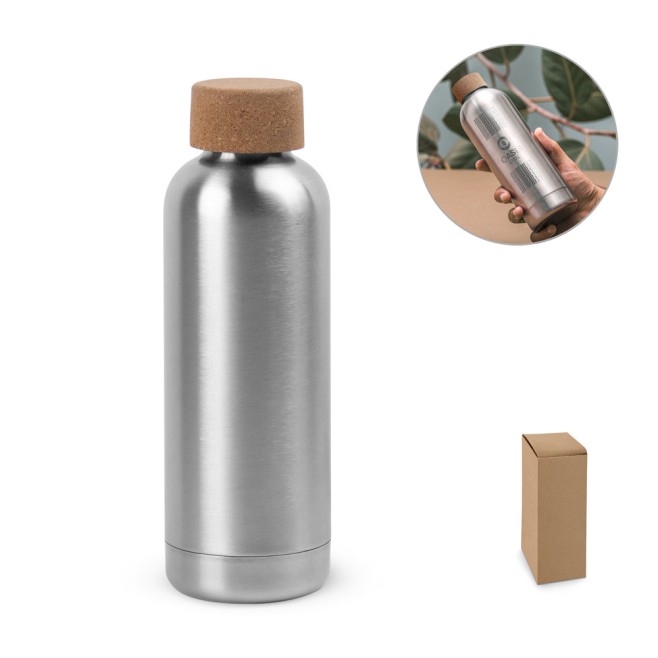 Squeeze em aço inox de parede simples com tampa em cortiça (760 mL) Personalizado