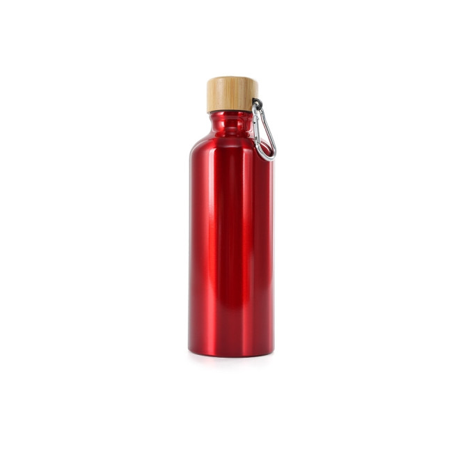 Garrafa alumínio 500ml tampa bambu com logotipo